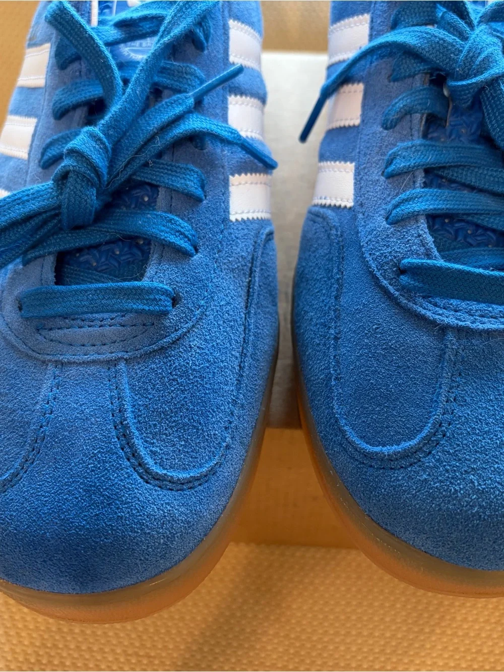 adidas Blue Suede Sneakers with White Three Stripes